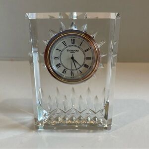 Waterford Lismore Crystal Small Desk Clock Paperweight Quartz Mvt. Ireland Vtg.